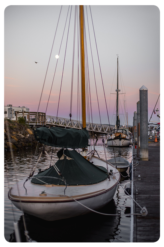Helmsman Trawlers 2019 Rendezvous Moonrise over Port Townsend