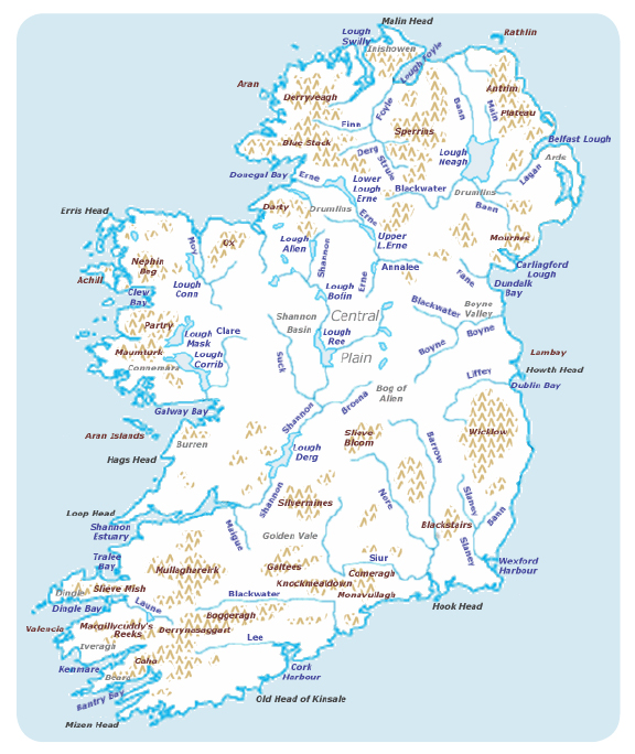 Map of Ireland coastal and river cruising for Helmsman Trawlers®